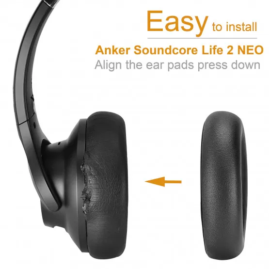 INF Zamiennik nauszników ze skóry proteinowej dla Anker Soundcore Life 2 NEO Czarny