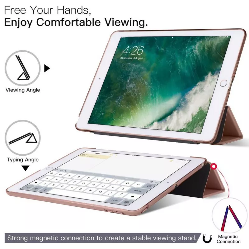 iPad Pro 9.7 2017 Smart Cover Case med hårdplast skal - roséguld