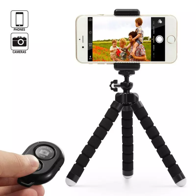 Tripod - trebenstativ med fjärr för mobil och kamera