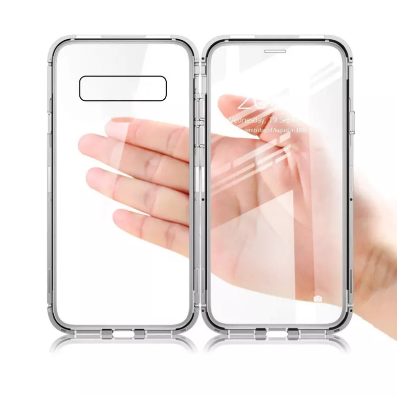Magnetiskt skal för Samsung Galaxy S10 med skärmskydd - silver