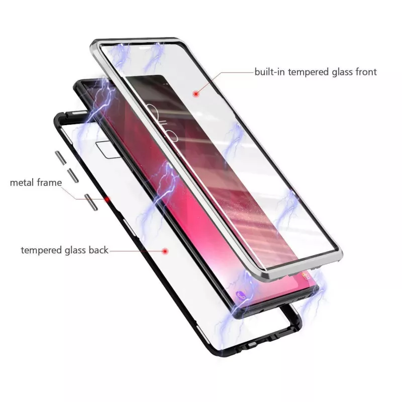 Magnetiskt skal för Samsung Galaxy S10 med skärmskydd - silver
