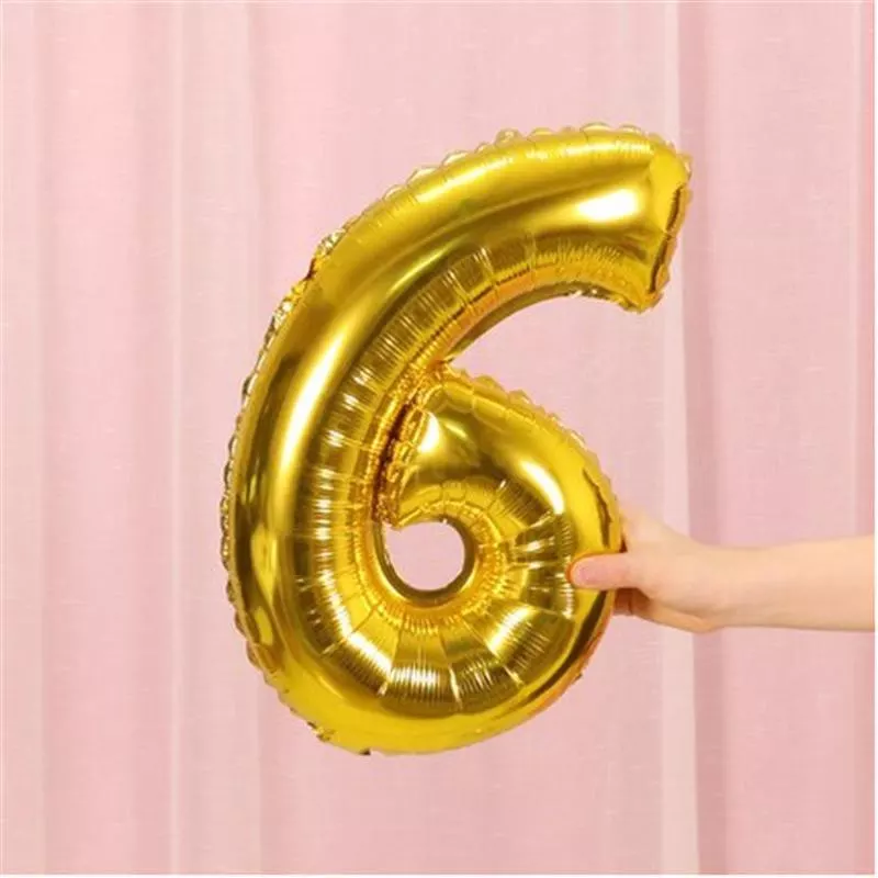 Sifferballong 53 cm, siffra 6 - guld